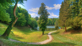 landscapes nature trees grass path lakes HD Wallpapers2